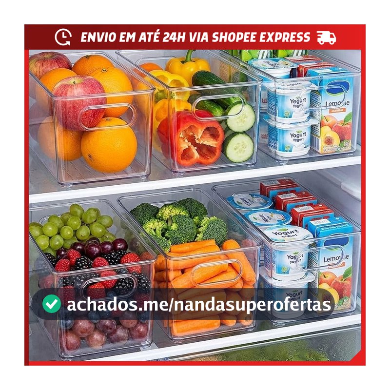 Kit Organizador de Geladeira Armário Multiuso Caixa Organizadora Monte seu Kit