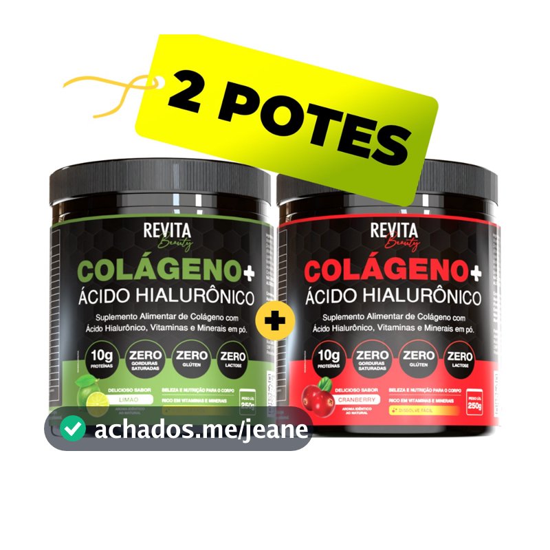 Colágeno com Ácido Hialurônico | Sabor CRANBERRY e LIMÃO  Zero Açúcar e Verisol - Envio Rápido