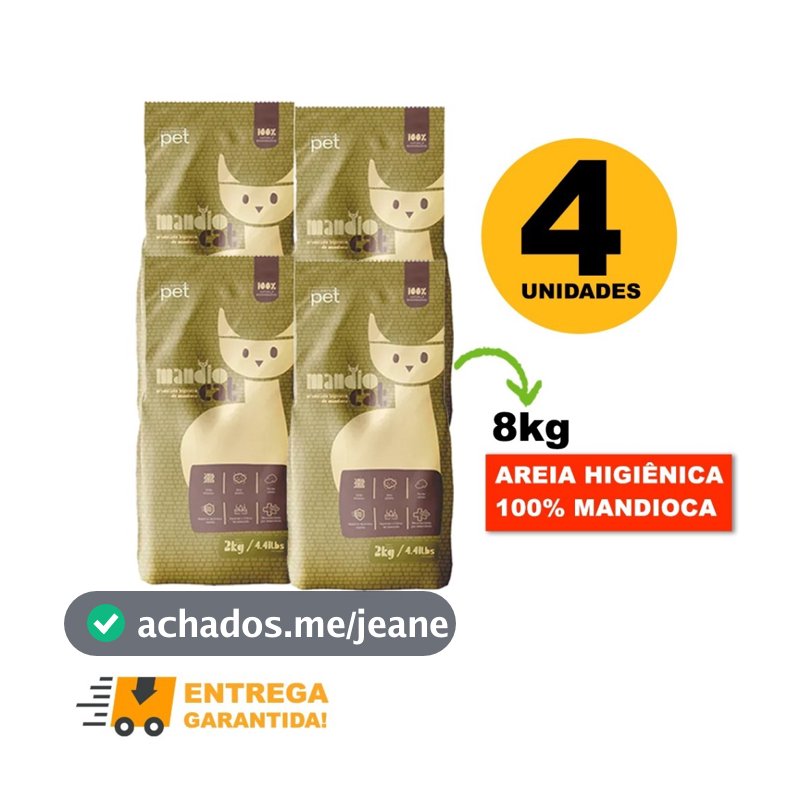Areia de Gato MandioCat Biodegradável higiênica natural 100% Mandioca 8KG - Envio Rapido