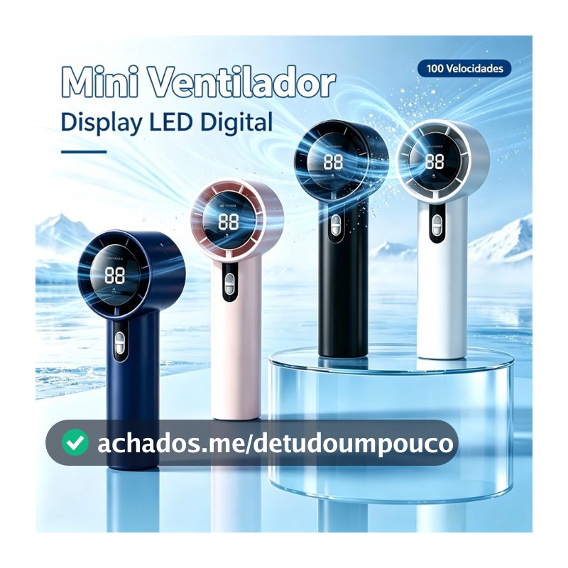 Mini Ventilador Turbo Portátil 120 Níveis De Velocidade Mudo Display LED Digital USB Recarregável Uso Doméstico Viagens