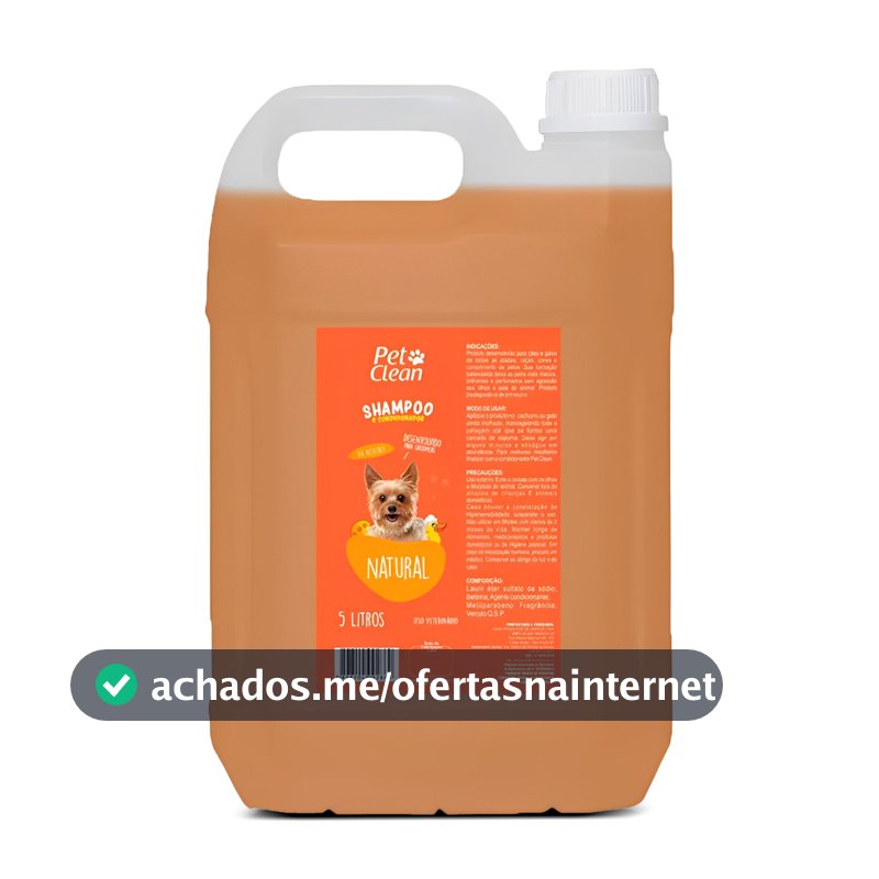 Shampoo e Condicionador Natural Pet Clean Cães e Gatos 5L