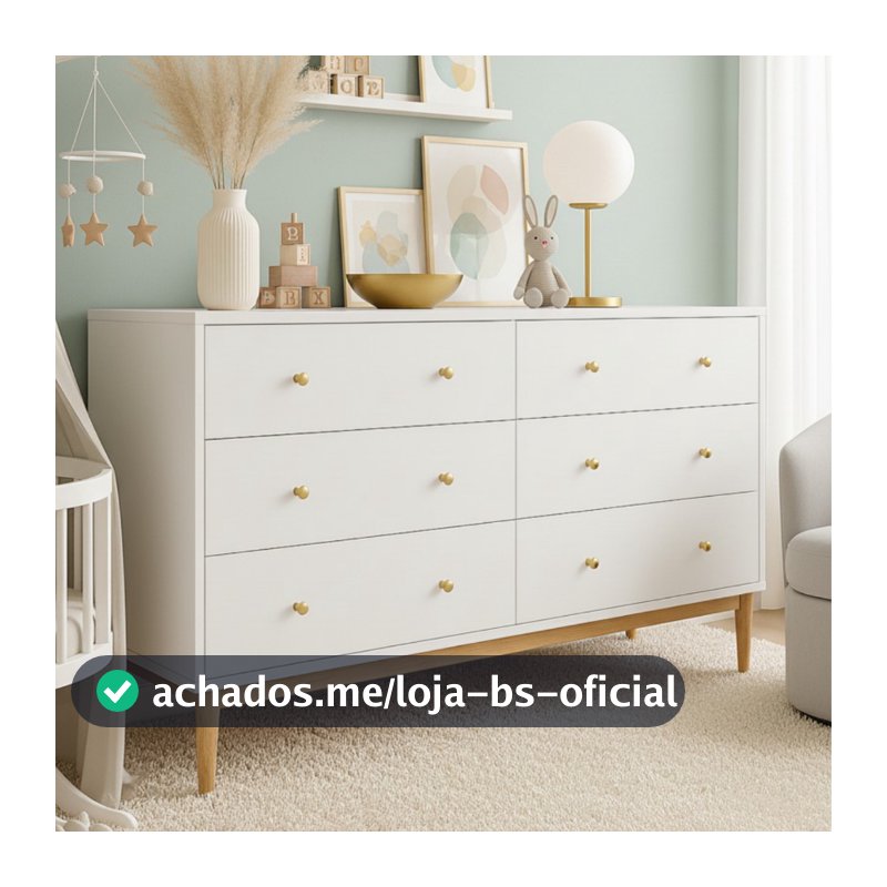 Cômoda Oslo 6 Gavetas Luxo Design Moderno cores premium P/ Quarto Casal sala quarto infantil Bebê Fraldário