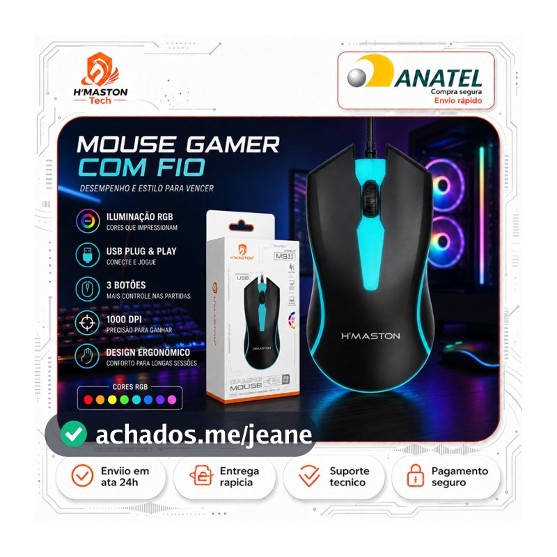 H'Maston MS11 Mouse Com Fio Para Notebook Mause Gamer Mouse Gamer Com Fio Mouse Ergonomico Mouse Barato Mouse Usb