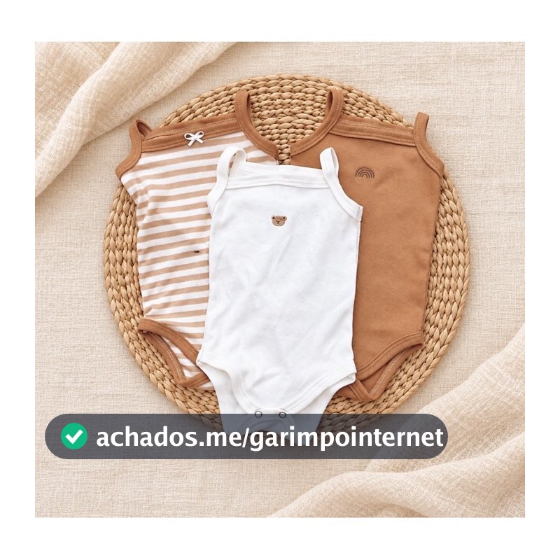 Kit 3 Body Bebê Menina Regata Alcinha 100% algodão Bordado Roupa Infantil de verão Enxoval