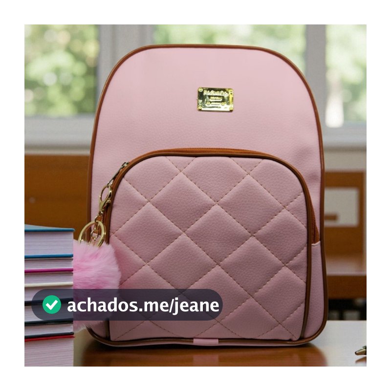 Mochila feminina mediana estilosa casual elegante & acompanha pompom