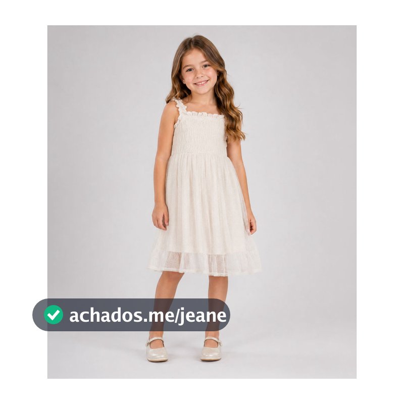Vestido Menina Cotton Leve Trick Nick Bege