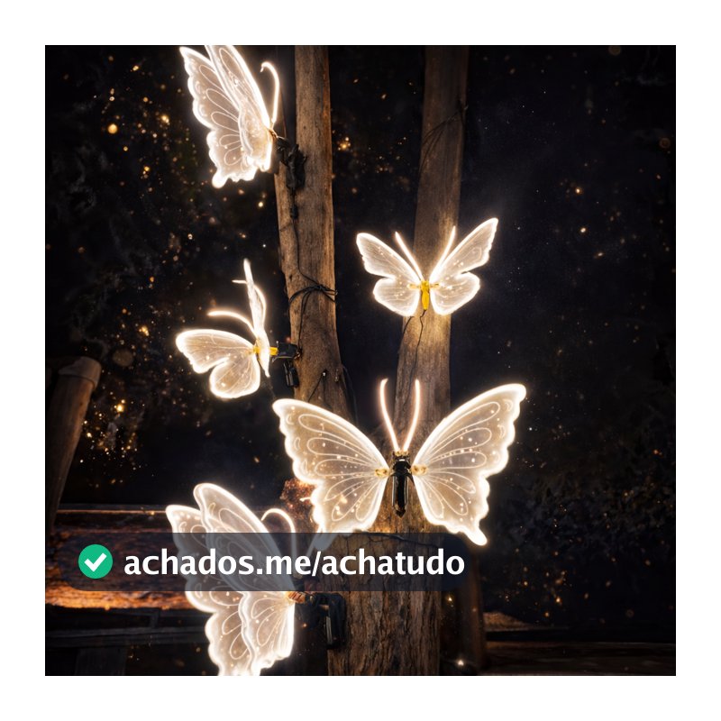 Borboleta Led 40/60cm Com Movimento Festas Decoração Natal Prova D'água Bivolt