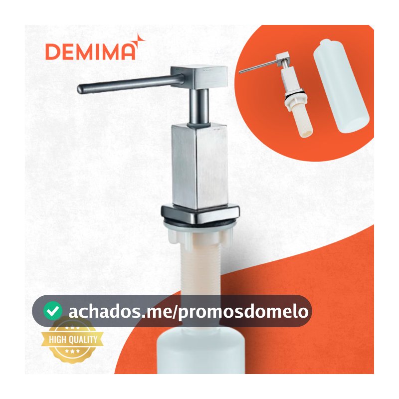 Dispenser Detergente Embutir Quadrado 500 ML Pia/Cozinha  - Demima