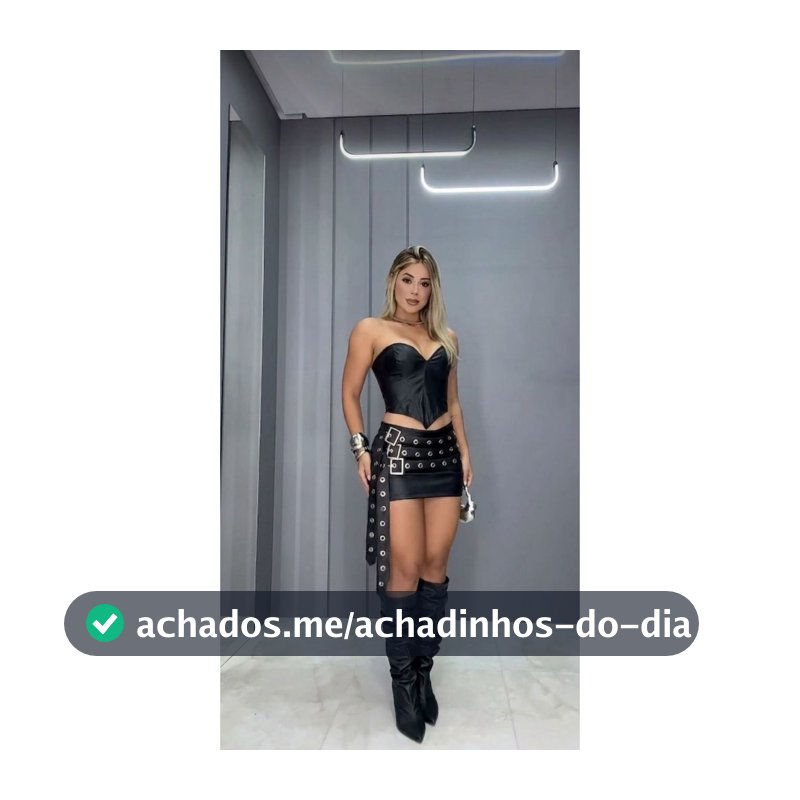 Conjunto Feminino Courino Saia + Cropped Top Corset Tendência