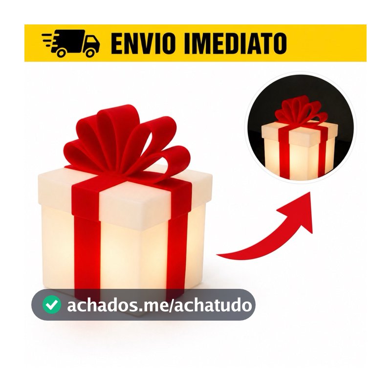 Decoração de Natal Caixa Presente com Luz Vela LED Enfeite Natalino