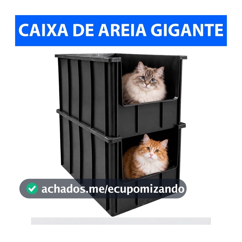 Kit 2 Caixas De Areia Gato Pet Plástica 61 Litros Grande Resistente Organizadora C/ Abertura Frontal