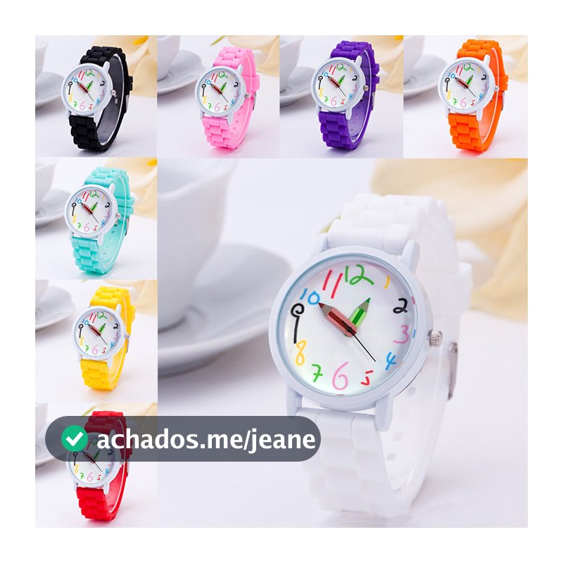 Relógio Infantil Moda Criativa Lápis Papelaria Ponteiro De Quartzo