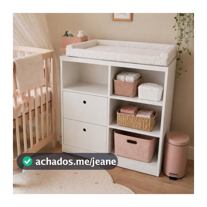 Trocador Comôda Infantil Funcional com Nichos Organizadores 2 Gavetas Quarto Bebê