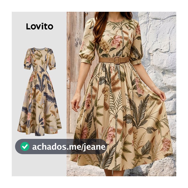 Lovito Vestido Casual Com Pérolas Para Primavera/verão Feminino (sem Cinto) LBL35272