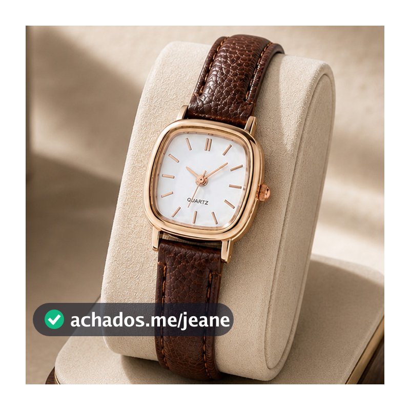 Relógio Feminino Vintage de Couro Marrom, Estilo Minimalista