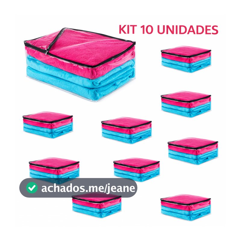 Kit 10 Saco Organizador Cobertor Casaco Guarda Roupa Anti-Poeira Anti-Umidade Multiuso 44 X 20 X 38
