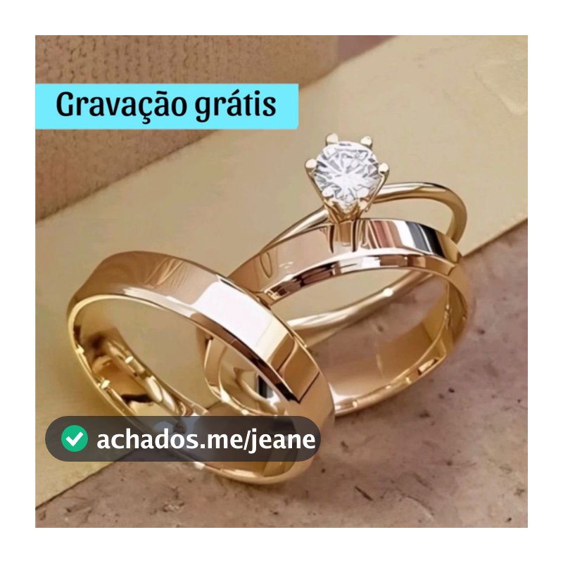 Par De Aliança Chanfrada Banhado A Ouro 18k Gravação Grátis Anel Solitário Casamento Noivado + Caixa