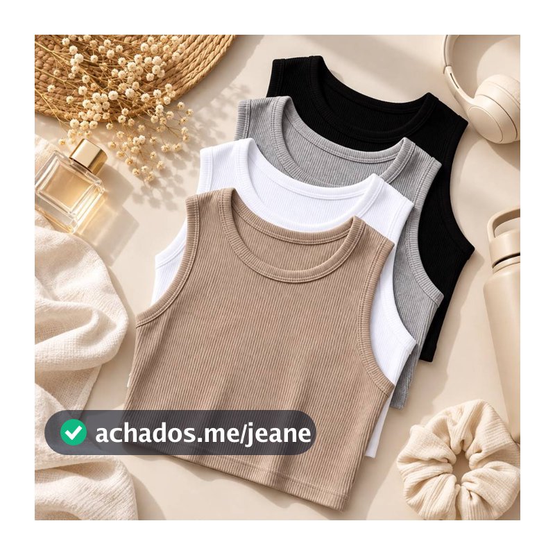 Kit 3 ou 1 Cropped Regata Feminino Canelado Gola Redonda Blusa Básica Casual Academia Feminina Crooped Regatinha Cropet