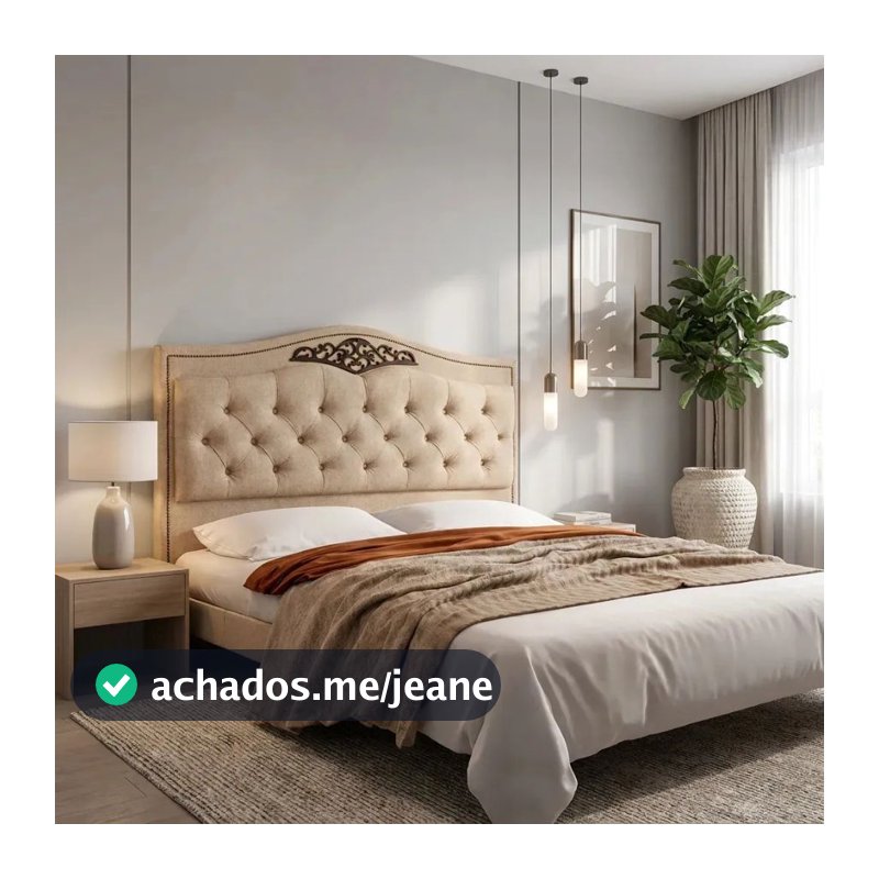Cabeceira Holanda Queen 160cm Estofada Linho Bege Premium