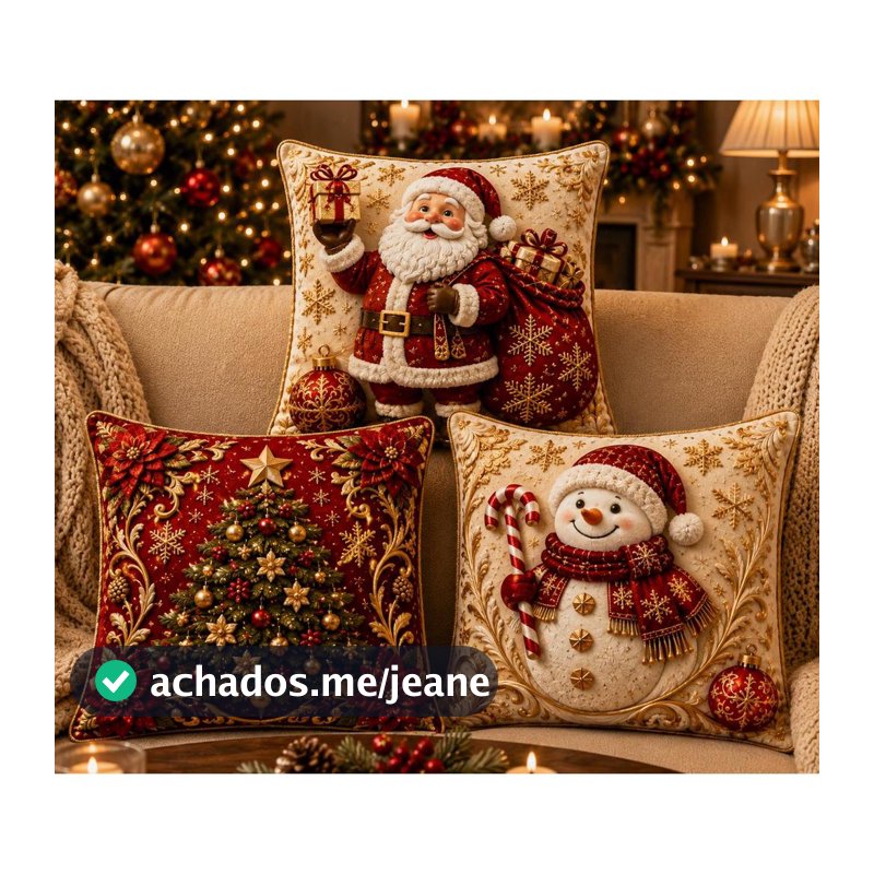 KIT 3 CAPAS DE ALMOFADAS DECORATIVAS NATAL PAPAI NOEL BONECO DE NEVE FELIZ NATAL LANÇAMENTO 2026