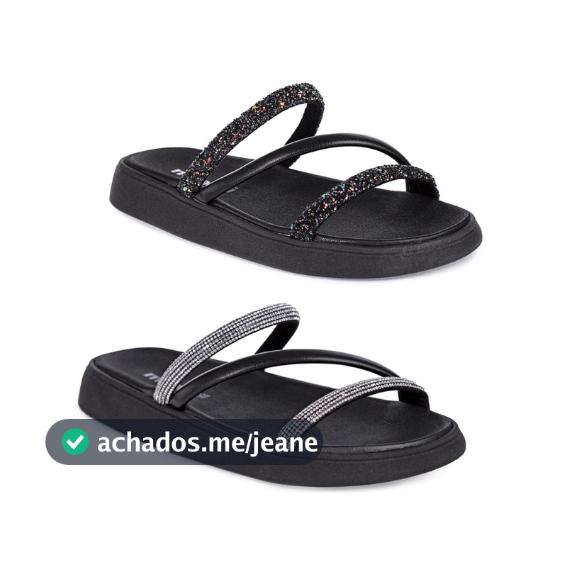Sandália Moleca Tira Tripla Feminino Brilho Elegante Confortável Macia Leve Casual Moda Blogueira