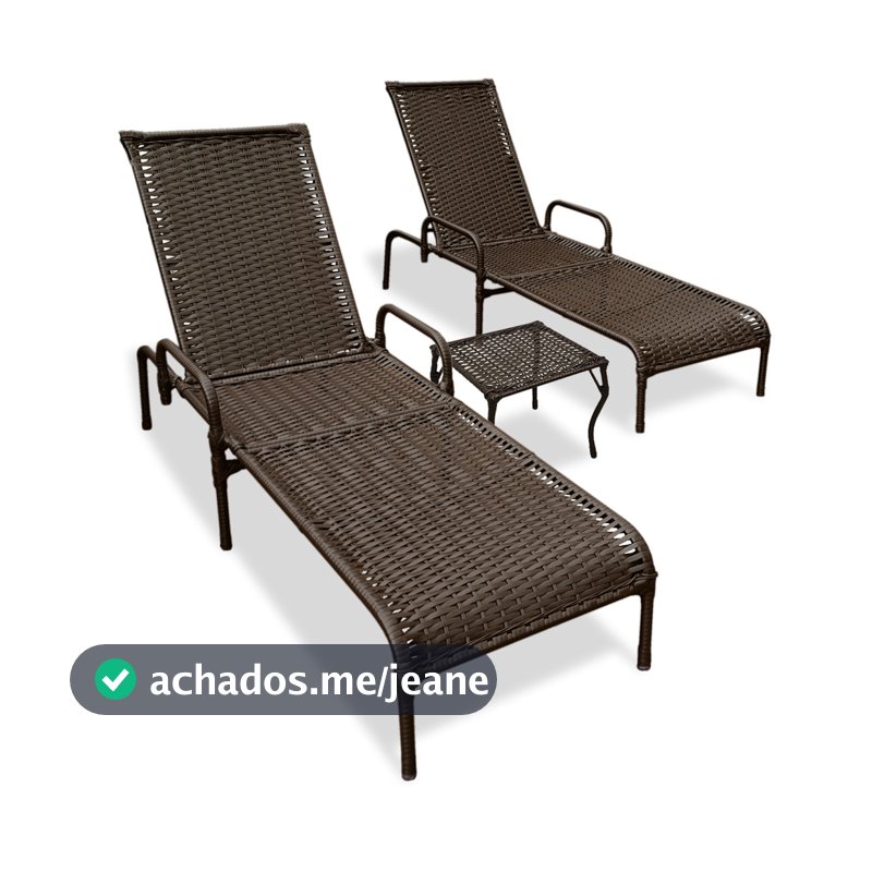 Kit 2 Espreguiçadeiras/Cadeira Catar + Mesa de Centro