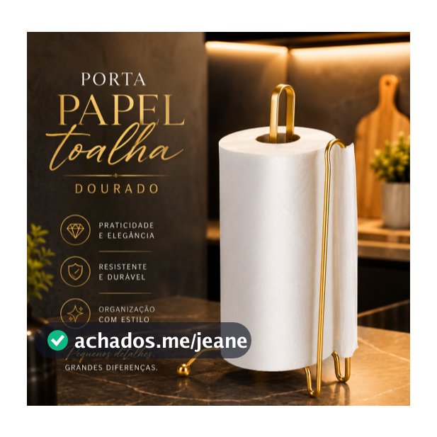 Porta Rolo de Papel Toalha Vertical – Organize Sua Cozinha com Estilo Dourado