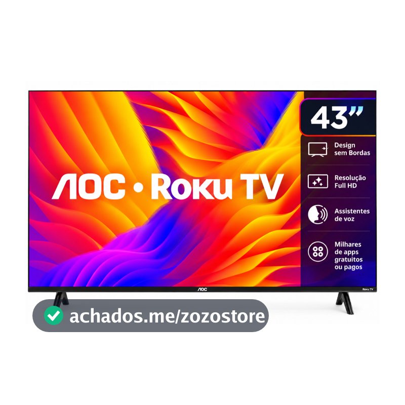 Smart TV AOC 43" Full HD LED Roku Wi-Fi USB HDMI 43S5155/78G