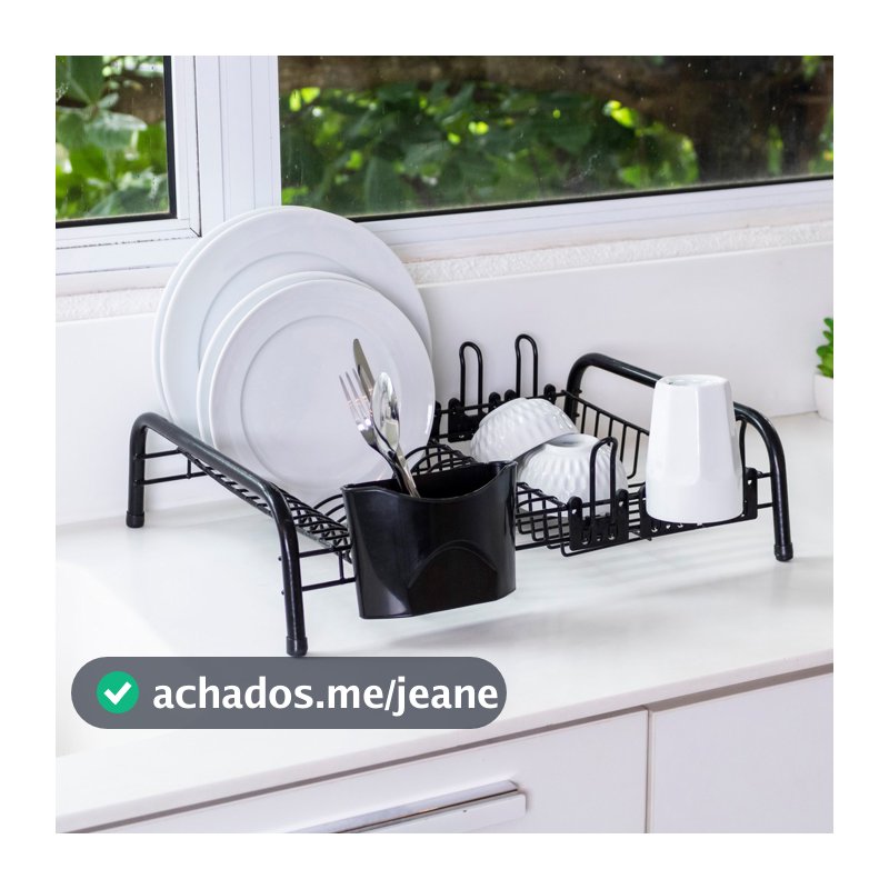 Escorredor De Louça Londres Porta Talheres e Copos Cozinha Preto