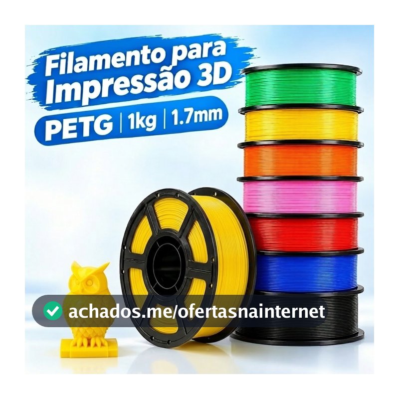 Filamento PETG Premium 1kg 1,75mm para Impressora 3D Alta Qualidade para Impressão 3D Várias Cores
