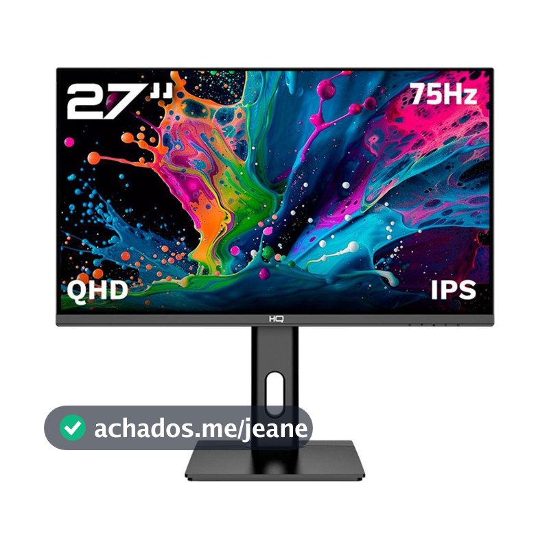 Monitor HQ Pro 27”, IPS, 1MS, QHD 2560x1440, Ergonômico, Ajuste de Altura e Rotação, HDMI + DP Frameless HQ27AJ75