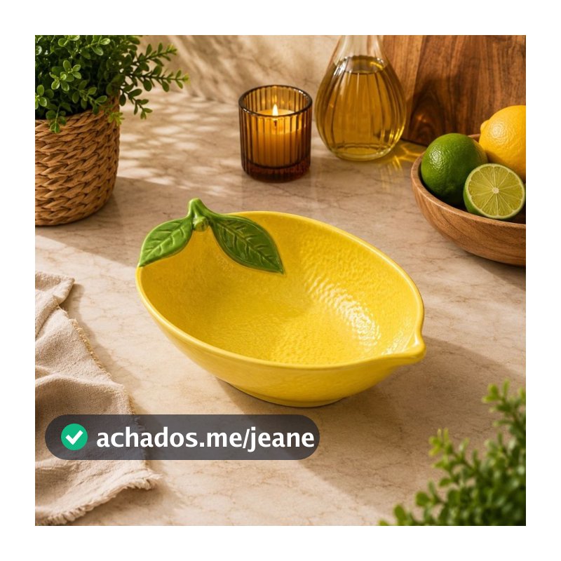 Bowl Cumbuca Tigela Cerâmica Porcelana Formato Limão Siciliano ou Abacate para Sorvete Caldos Frutas