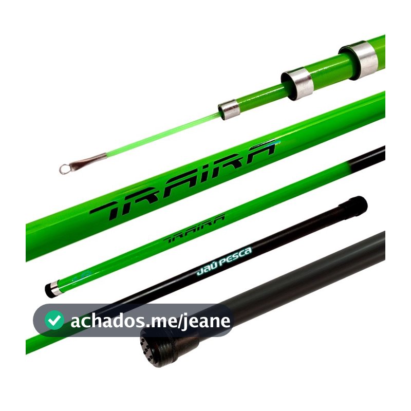 Vara Telescópica Traíra Gomo Longo Verde 2.20m, 3.00m, 4.00m, 5.00m, 6.00m ou 7.00mm de 10-20lbs - Jaú Pesca