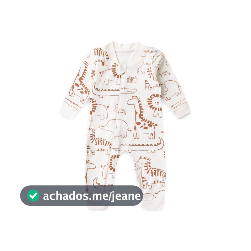 Macacão Bebê Unissex Suedine Estampado com Zíper (RN/P/M/G)