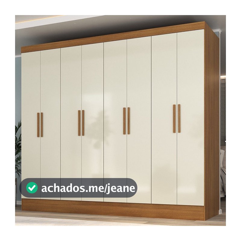 Guarda Roupa Casal 100% MDF 8 Portas 4 Gavetas Jatobá Yescasa Cinamomo/Off White Cinamomo/Off White