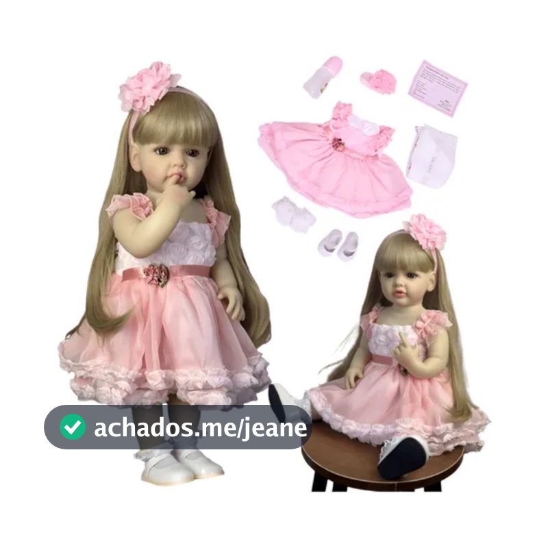 Bebe Reborn Menina Boneca Reanimada Realista 55cm Silicone Bebê Pintado Cabelo Dourado