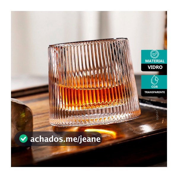Jogo 6 Copos Whisky de Vidro Com Fundo Giratório Listrado 170ml