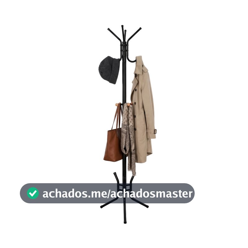SONGMICS Cabideiro de Metal, Árvore de Casacos com 12 Ganchos, para Sala ou Quarto Preto