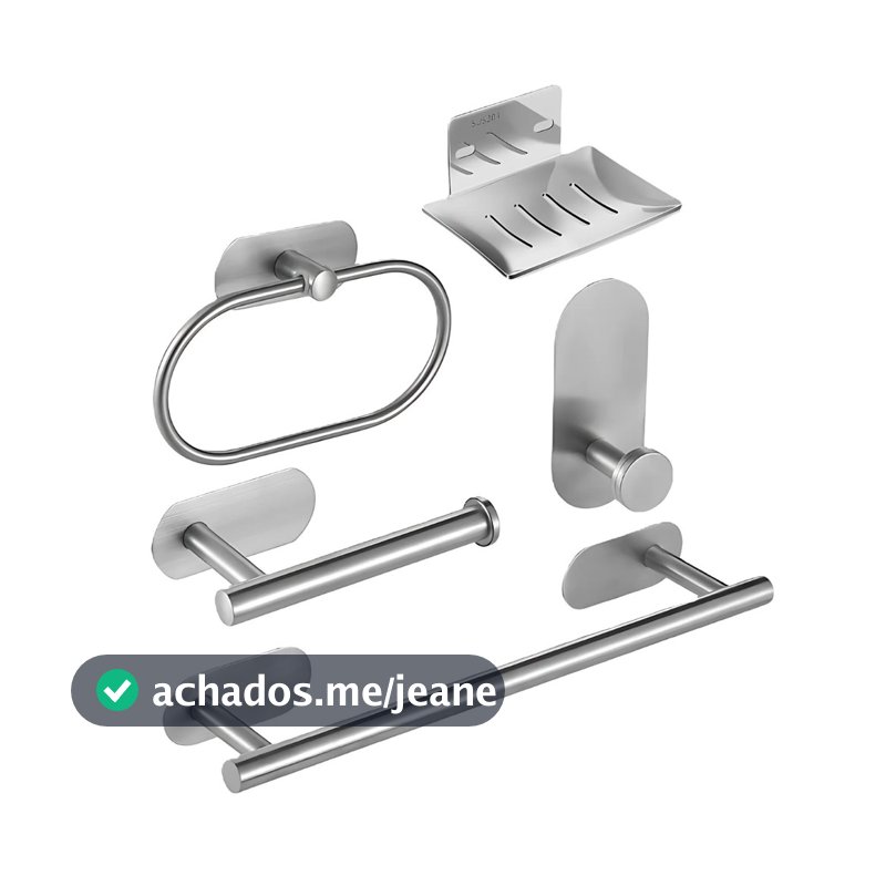 Kit suporte Acessórios Para Banheiro 5 ou 4 Peças Inox Toalheiro Saboneteira completo