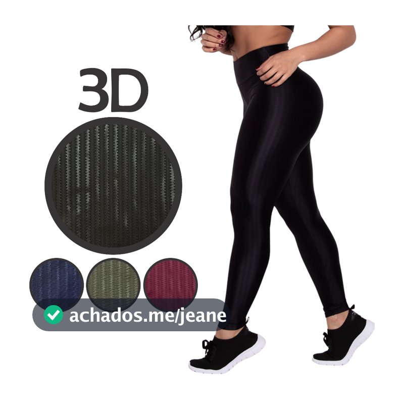 Calça Legging 3D Academia Cirre Zero Transparência Cós Alto Levanta Bumbum Poliamida