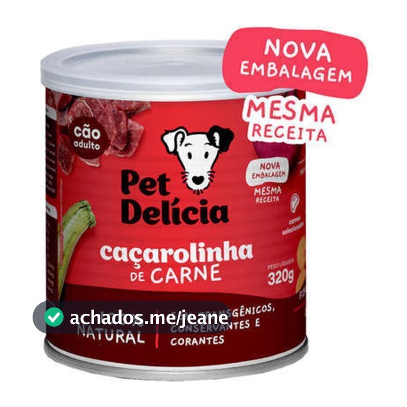 Ração Úmida Pet Delícia Natural Caçarolinha de Carne 320g