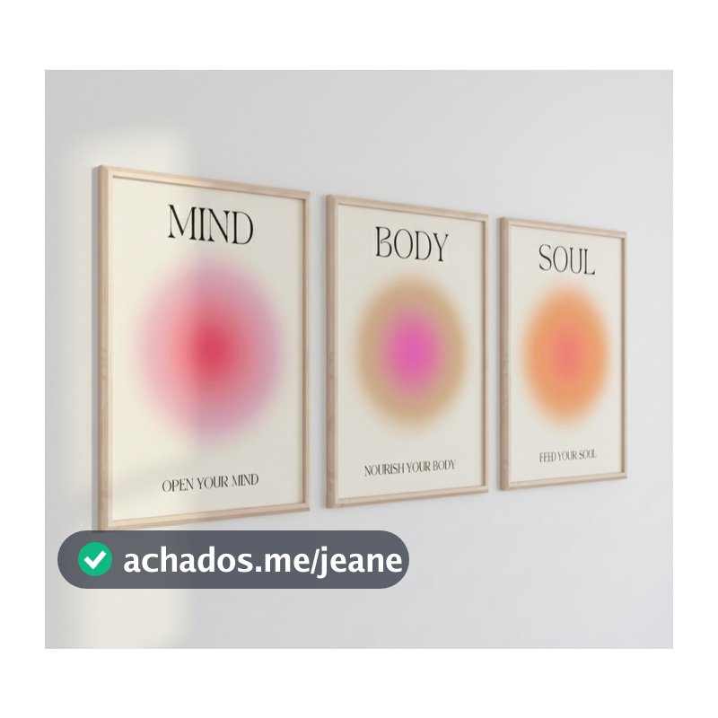 Quadro decorativo Mente corpo alma impressão positiva aura energia cartaz na moda gradiente espiritual pintura (3 peças)