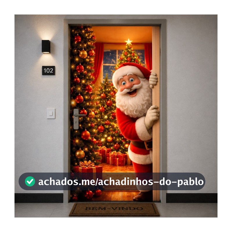 Capa para Porta Papai Noel | Decoração de Natal | Tecido Premium | 85x210cm | Vários Modelos