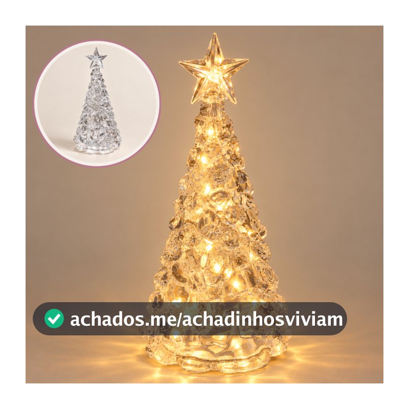 Árvore de Natal Grande Acrílico Cristal LED Amarelo a Pilha Abajur Vela Decoração Vila Natalina