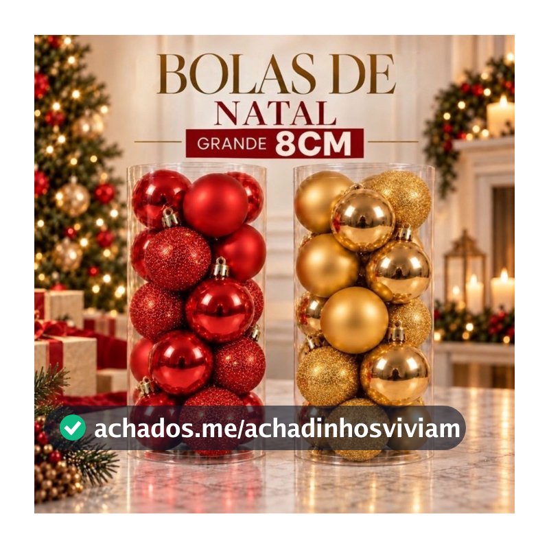 Bolas de Natal Grande 8CM - Enfeites Natalinos  Bolinhas de Natal