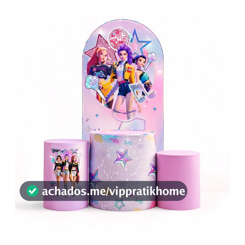 Painel Romano E Capas Cilindro Kit Sublimado Guerreiras Kpop Infantil Menina