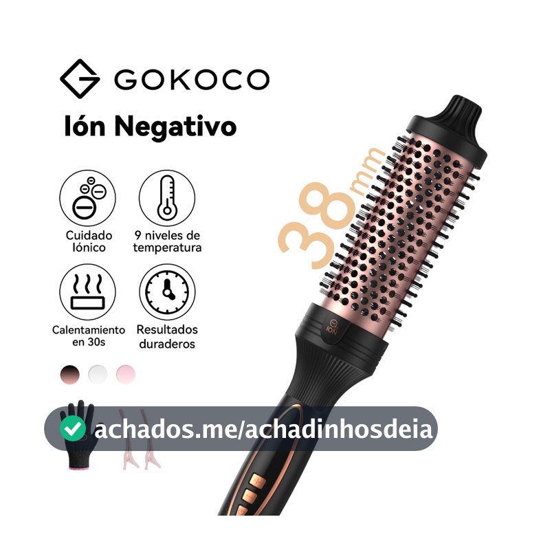 GOKOCO Modelador De Cabelo Portáti íons Negativos 9 Níveis De Temperatura Aquecimento Rápido 30s Para Cabelos Cacheado