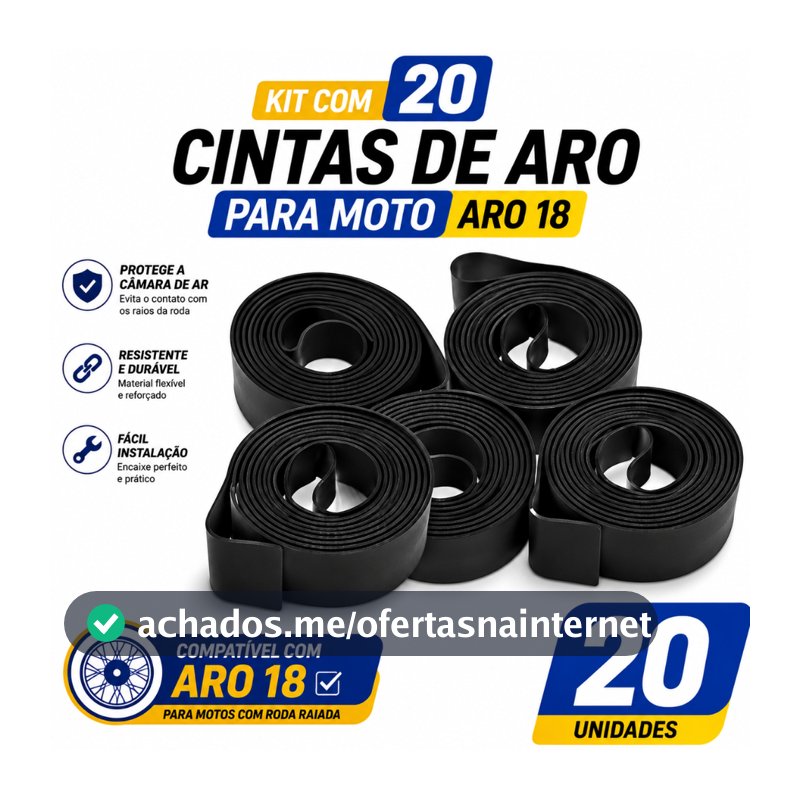Kit 20 Cinta Aro 18 Moto Protetor Fita Câmara de Ar Roda Raiada Liga