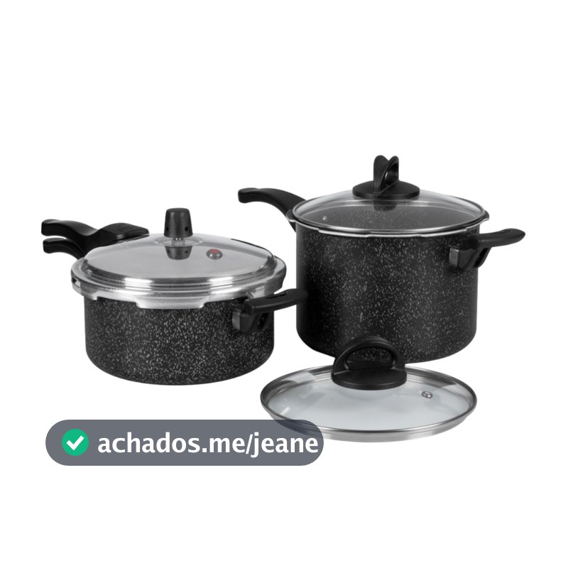 Jogo De Panelas De Pressão Antiaderente 3L E 4,5L Preto