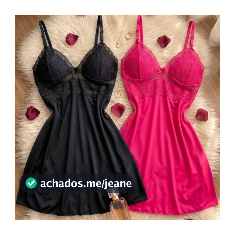 Kit Com Duas Camisolas Com Detalhes Em Renda Acompanha Calcinha Fio  Baby Doll Sensual e Confortável